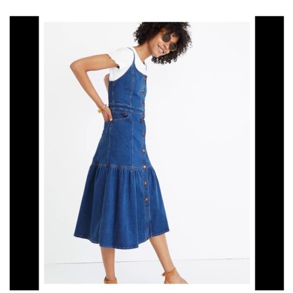 Madewell Bayview Blue Button Tank Denim Dress Size 4 Sleeveless Western - Picture 1 of 12